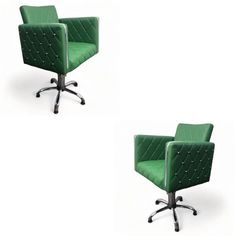 Парикмахерское кресло "Гринвич II", зеленый, пятилучье, 2 кресла No Brand