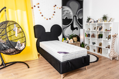 Двуспальная кровать ARMOS с ПМ Mouse Велюр Teddy 021 Черный 90х200