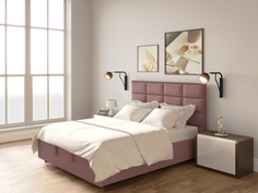 Двуспальная кровать ARMOS с ПМ Wicca Велюр Teddy 633 Тёмно-лиловый 160х200