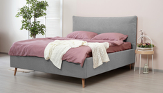 Двуспальная кровать ARMOS с ПМ Holly Велюр Teddy 023 серый 140х200