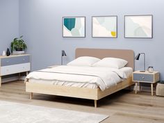 Двуспальная кровать ARMOS без ПМ Enright 160х200. Велюр Teddy 007 бежевый 160х200