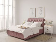 Двуспальная кровать ARMOS с ПМ Ellen 2 Велюр Teddy 633 Тёмно-лиловый 160х200