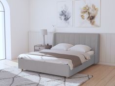 Двуспальная кровать ARMOS без ПМ Jenny Велюр Teddy 024 серый 160х200