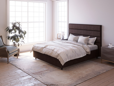 Двуспальная кровать ARMOS без ПМ Bali Велюр Teddy 727 Тёмно-коричневый 160х200