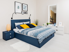Двуспальная кровать ARMOS без ПМ Thea Eko Экокожа Nitro Navy синий 140х200