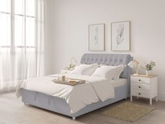 Двуспальная кровать ARMOS с ПМ Ellen 2 Велюр Teddy 024 серый 140х200