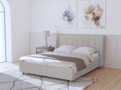 Двуспальная кровать ARMOS с ПМ Jenny Велюр Enigma 01 белый 160х200