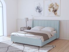 Двуспальная кровать ARMOS без ПМ Jenny Велюр Teddy 028 голубой 160х200