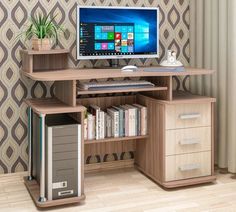 Стол компьютерный с тумбой Пирамида КС-22 ясень шимо темный , светлый