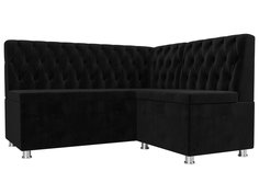 Диван кухонный Лига Диванов Мирта правый угол 151x125x90, велюр, черный