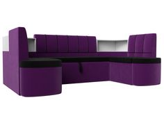 Диван кухонный Лига Диванов П-образный диван Тефида 250x147x86, микровельвет, фиолетовый