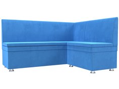 Диван кухонный Лига Диванов Уют правый угол 150x125x88, велюр, голубой