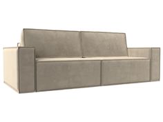 Прямой диван Куба микровельвет бежевый Лига Диванов