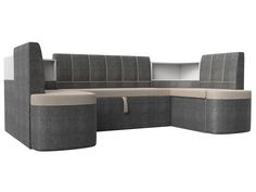 Диван кухонный Лига Диванов П-образный диван Тефида 250x147x86, рогожка, серый