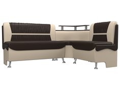 Диван кухонный Лига Диванов Сидней правый угол 172x135x89, иск кожа, коричневый/бежевый