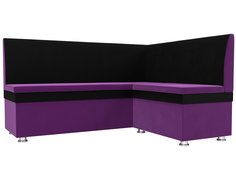 Диван кухонный Лига Диванов Уют правый угол 150x125x88, микровельвет, фиолетовый/черный