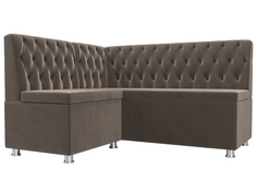 Диван кухонный Лига Диванов Мирта левый угол 151x125x90, велюр, коричневый