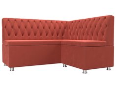 Диван кухонный Лига Диванов Мирта правый угол 151x125x90, микровельвет, коралловый