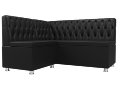 Диван кухонный Лига Диванов Мирта левый угол 151x125x90, искусственная кожа, черный