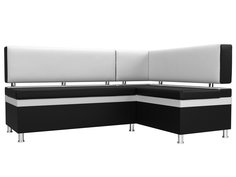 Диван кухонный Лига Диванов Стайл 171x59x89, искусственная кожа, черный/белый