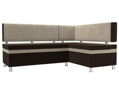 Диван кухонный Лига Диванов Стайл 171x59x89, микровельвет, коричневый/бежевый