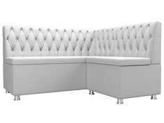 Диван кухонный Лига Диванов Мирта правый угол 151x125x90, искусственная кожа, белый
