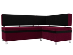Диван кухонный Лига Диванов Стайл 171x59x89, микровельвет, бордовый/черный