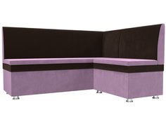 Диван кухонный Лига Диванов Уют правый угол 150x125x88, микровельвет, сиреневый/коричневый