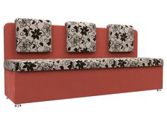 Диван кухонный Лига Диванов Маккон 3-х местный 185x54x89, рогожка, бежевый/коралловый