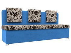 Диван кухонный Лига Диванов Маккон 3-х местный 185x54x89, велюр; рогожка, бежевый/черный