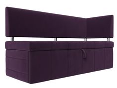 Диван кухонный Лига Диванов Стоун с углом правый 182x65x87, велюр, фиолетовый