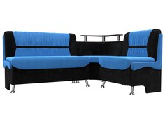 Диван кухонный Лига Диванов Сидней правый угол 172x135x89, велюр, голубой/черный