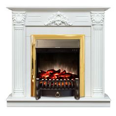 Электрокамин RealFlame Stefania R STD/EUG WT-F614 с очагом Fobos Lux Brass