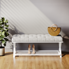 Банкетка для обуви Make Mebel Буфф 120х40х46 см Velutto 51 белый