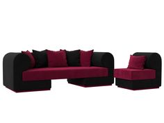 Набор Кипр-2 (диван, кресло) микровельвет бордовый/черный Лига Диванов