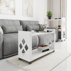 Стеллаж мобильный Make Mebel Ромбовоз 90х31х56 см, белый