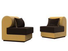 Набор Кипр-1 (2 кресла) микровельвет коричневый/желтый Лига Диванов
