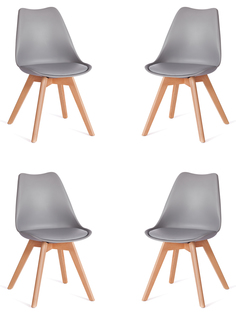 Комплект стульев для кухни TetChair TULIP,4 шт. дерево, пластик, экокожа, серый