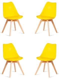 Комплект стульев для кухни TetChair TULIP, 4шт. дерево, пластик, экокожа, желтый