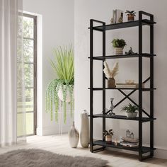 Стеллаж лофт A1 HOME Stefan 5 полок 180х90х31 Черный Оникс