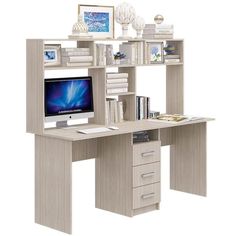 Компьютерный стол Пирамида на двоих КС-58 Ясень шимо светлый (170х60)