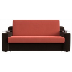 Диван-кровать Лига диванов Сенатор, коралловый/коричневый