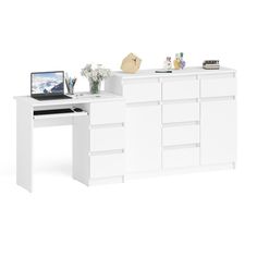 Комод-тумба СВК Мори 1200 и компьютерный стол МС-6Пр белый, 210х50х94 см
