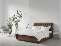 Двуспальная кровать Armos Ellen 3 180х200 без ПМ, Велюр Teddy 727 Тёмно-коричневый