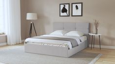 Двуспальная кровать ARMOS с ПМ Thea ECO Велюр Teddy 023 серый 140х200
