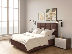 Двуспальная кровать ARMOS без ПМ Wicca Велюр Teddy 727 Тёмно-коричневый 160х200