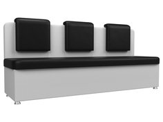Диван кухонный Лига Диванов Маккон 3-х местный 185x54x89, искусственная кожа, черный/белый