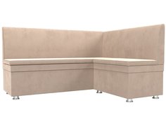 Диван кухонный Лига Диванов Уют правый угол 150x125x88, велюр, бежевый