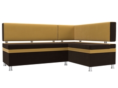 Диван кухонный Лига Диванов Стайл 171x59x89, микровельвет, коричневый/желтый
