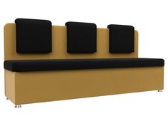 Диван кухонный Лига Диванов Маккон 3-х местный 185x54x89, микровельвет, черный/желтый